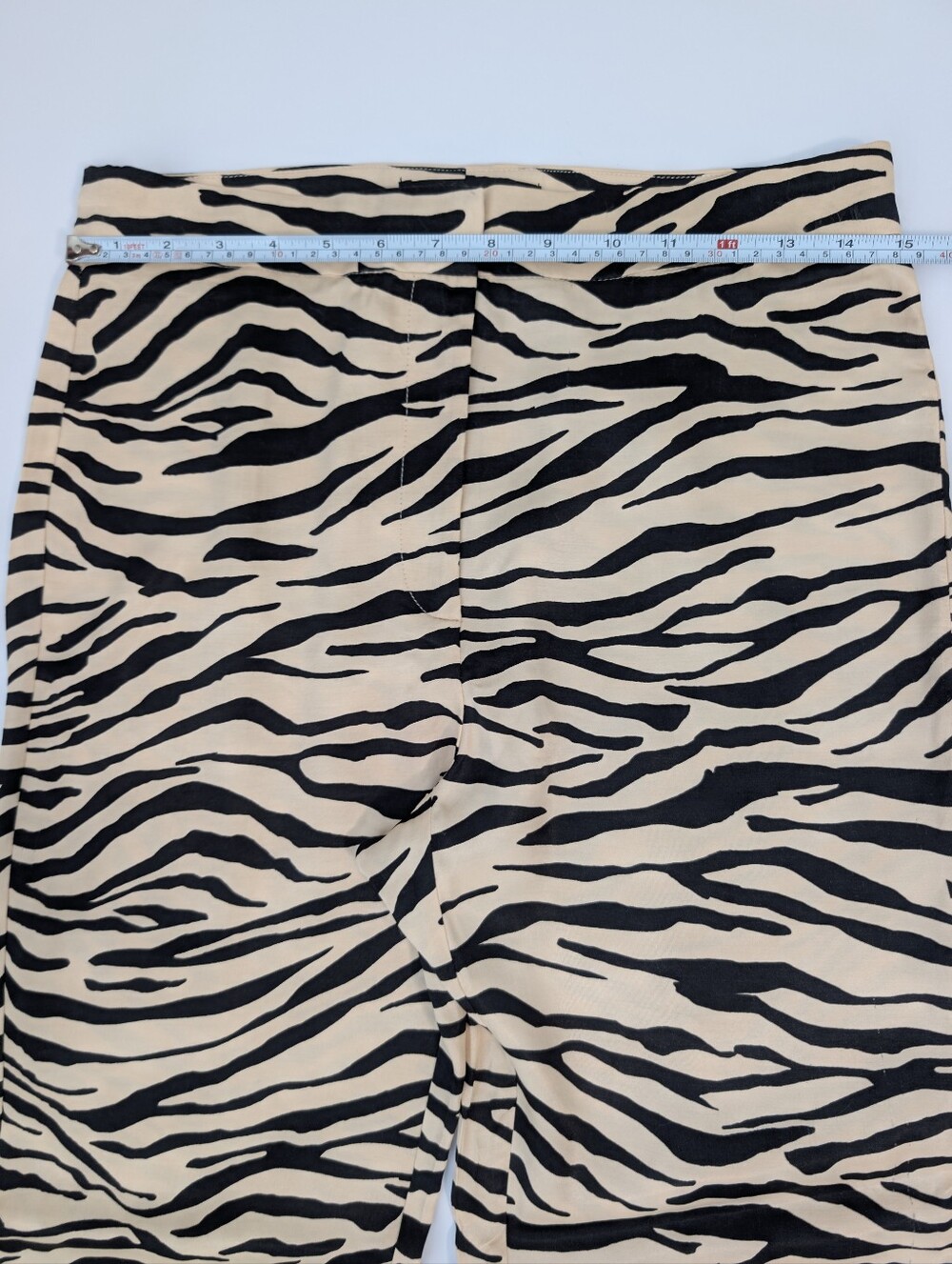 ZARA Women's Zebra Print Split Hem Straight-Leg Pants Viscose Beige Black S - Picture 9 of 13